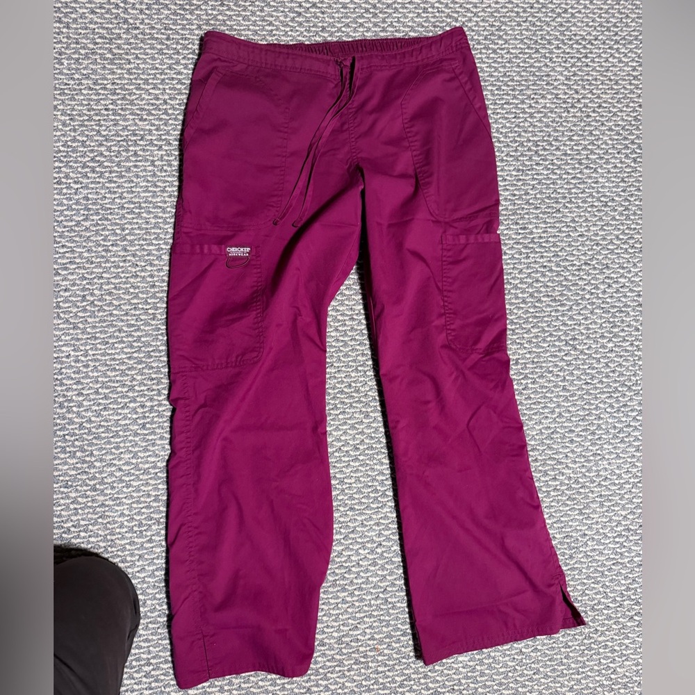 Cherokee Petite Wine Scrub Pants
